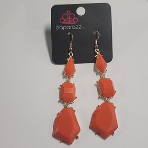 Paparazzi Earrings Orange Dangle Drop Womens Jewelry